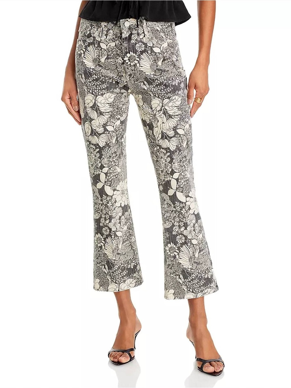 MOTHER The Hustler The Devil May Care Floral Print Cropped Jeans